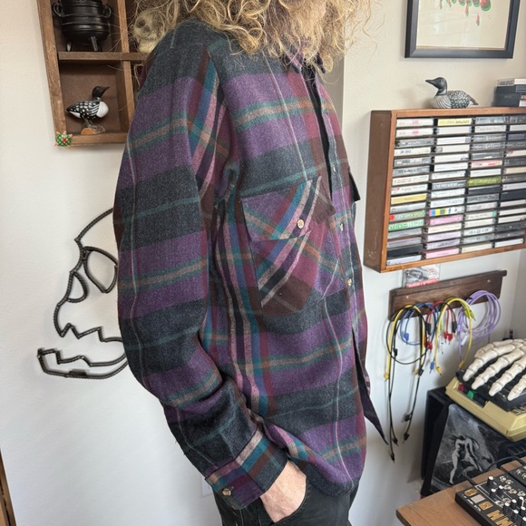 Vintage 80s Plaid Long Sleeve Button Down Flannel - Size Large - Picture 4 of 8